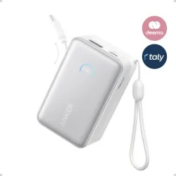 Anker Nano Power Bank (10K, 45W, Built-In Retractable USB-C Cable) White 